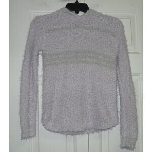 Freshman 1996 Girls Striped Fuzzy Knit Hoodie In Purple & Green Large 10/12